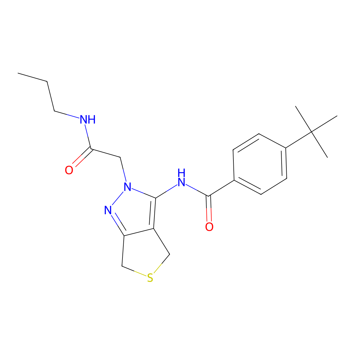4-(tert-butyl)-N-(2-(2-oxo-2-(propylamino)ethyl)-4,6-dihydro-2H-thieno[3,4-c]pyrazol-3-yl)benzamide molecular structure, CAS 1105203-08-4