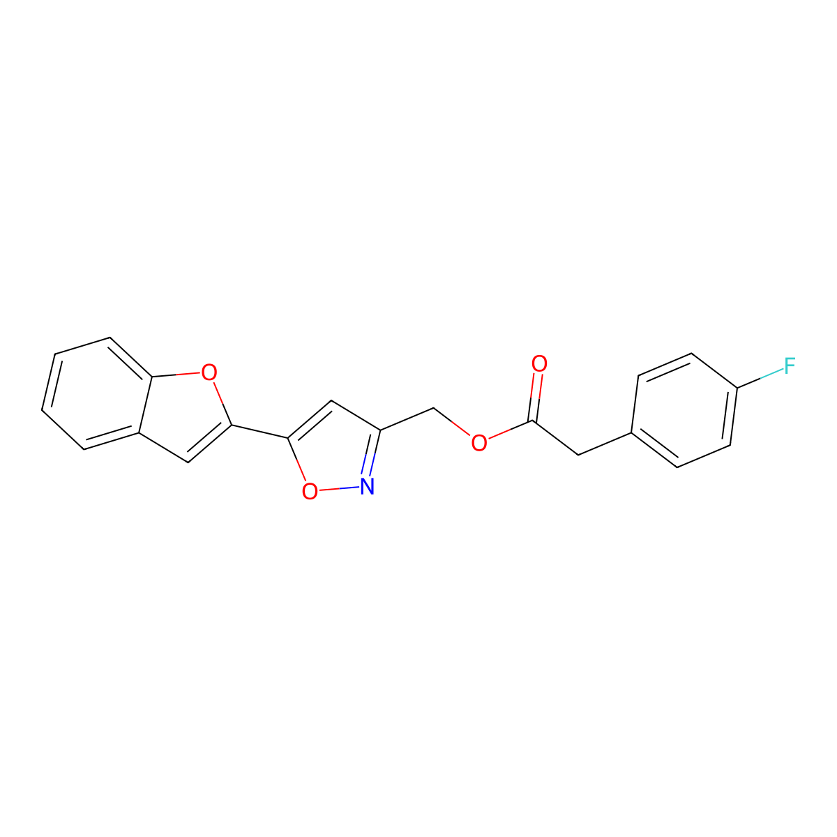 (5-(Benzofuran-2-yl)isoxazol-3-yl)methyl 2-(4-fluorophenyl)acetate molecular structure, CAS 1105203-09-5