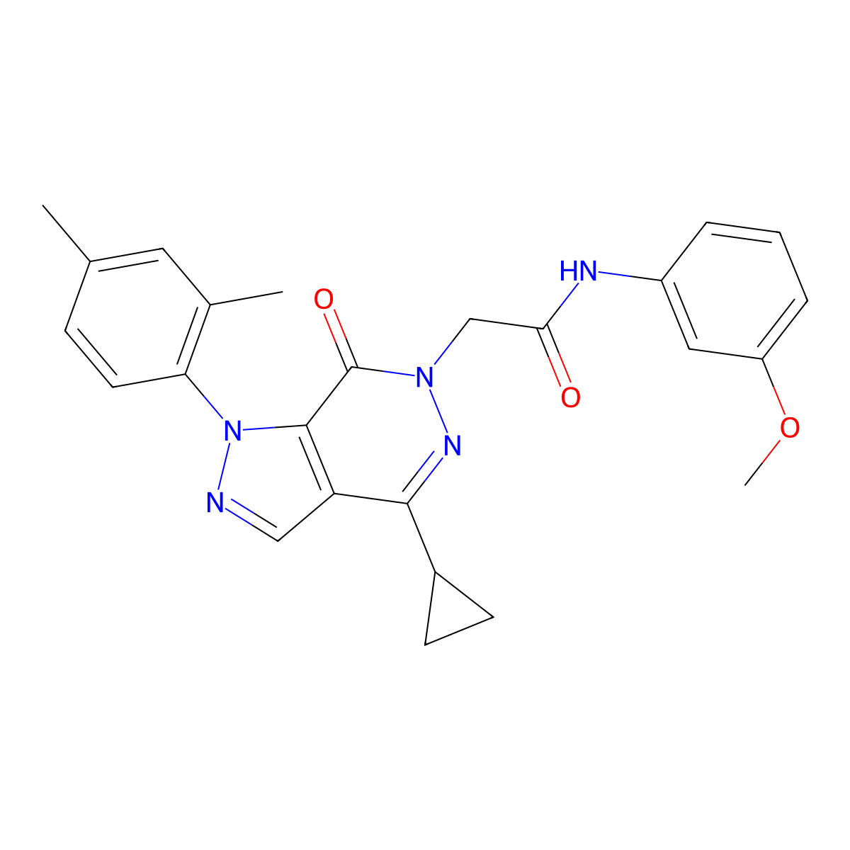 2-(4-cyclopropyl-1-(2,4-dimethylphenyl)-7-oxo-1H-pyrazolo[3,4-d]pyridazin-6(7H)-yl)-N-(3-methoxyphenyl)acetamide molecular structure, CAS 1105203-11-9