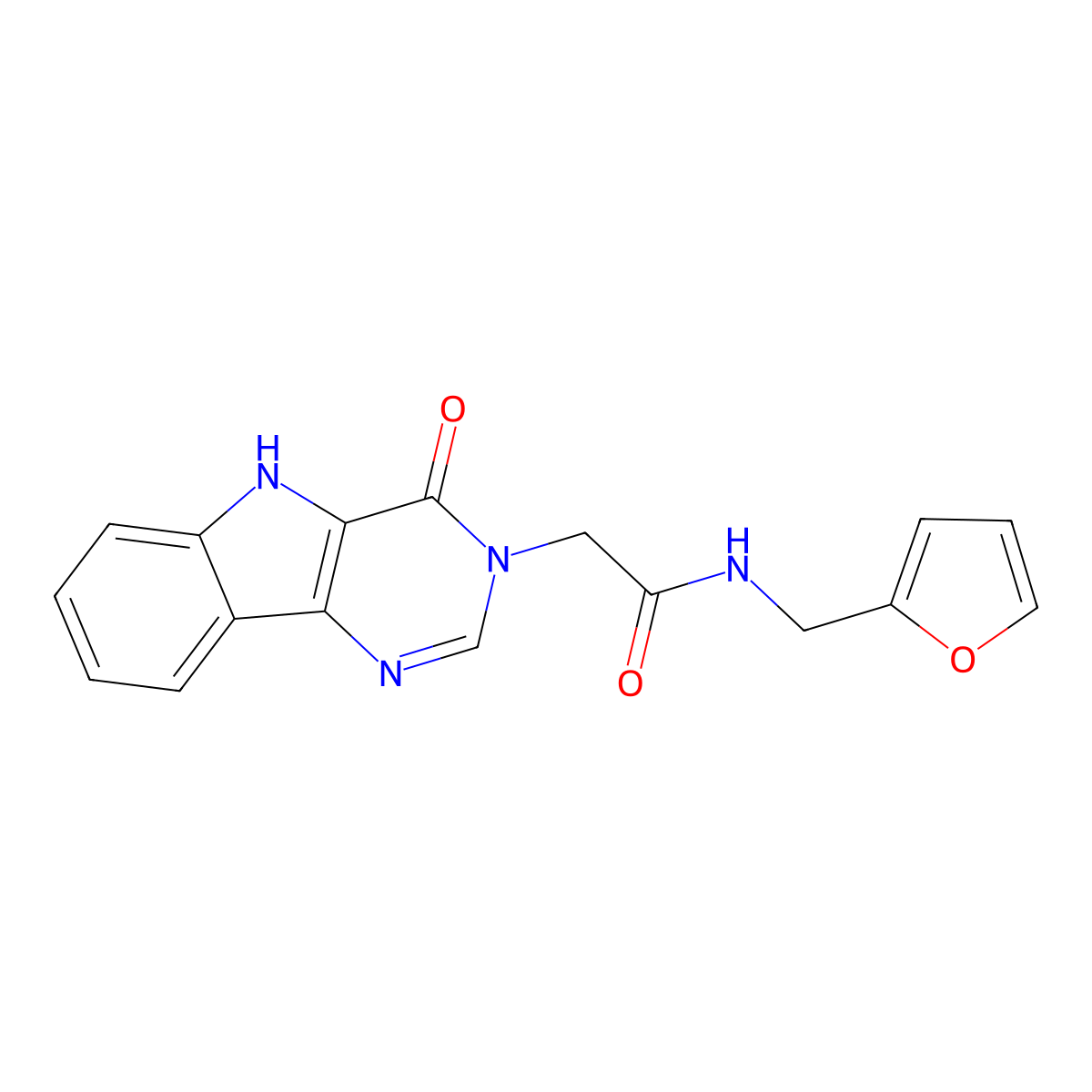 N-[(furan-2-yl)methyl]-2-{4-oxo-3H,4H,5H-pyrimido[5,4-b]indol-3-yl}acetamide molecular structure, CAS 1105203-14-2