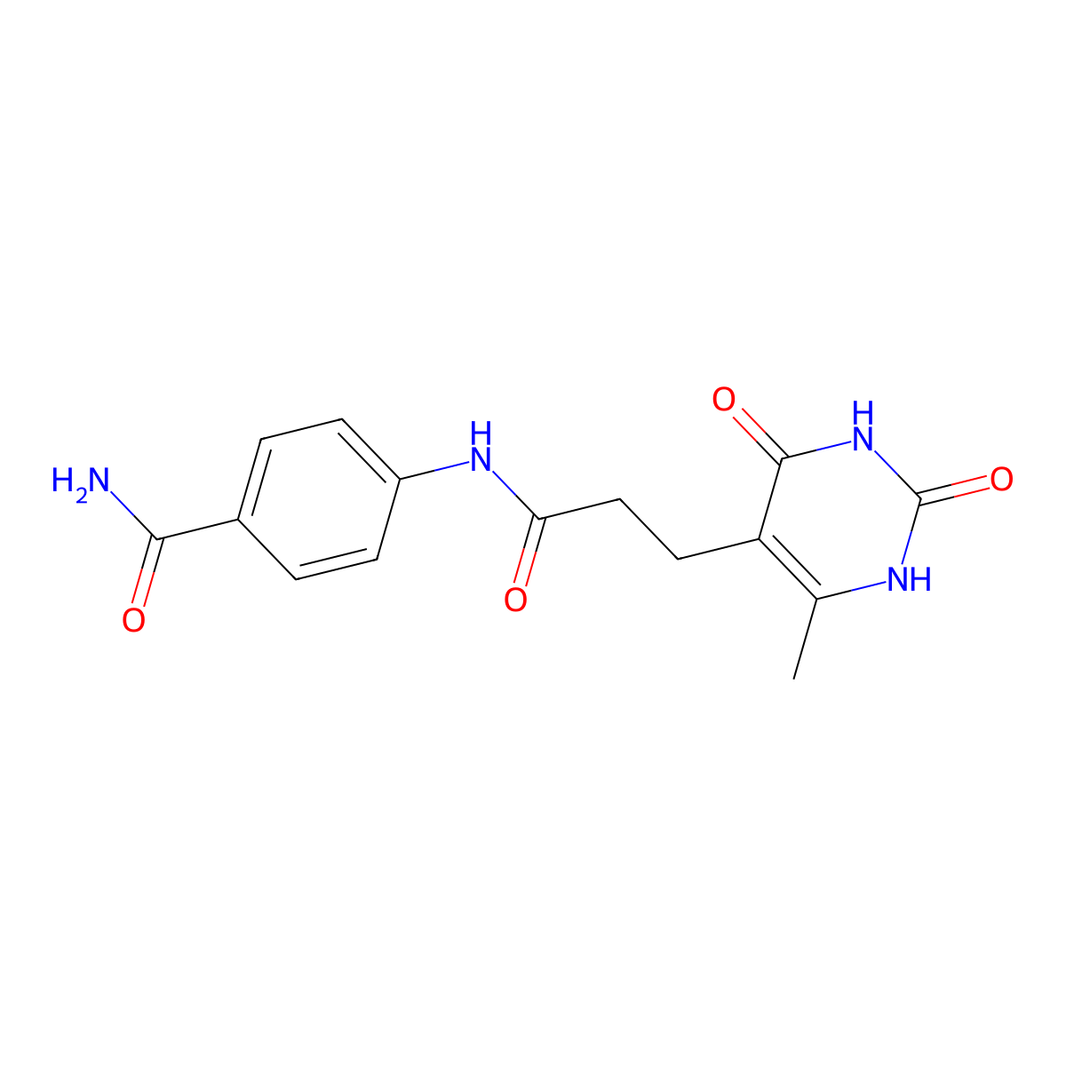4-[3-(6-Methyl-2,4-dioxo-1,2,3,4-tetrahydropyrimidin-5-yl)propanamido]benzamide molecular structure, CAS 1105203-19-7