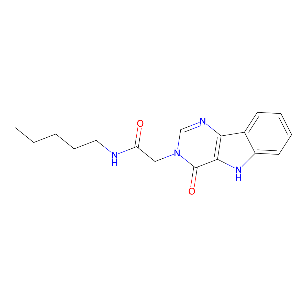 2-(4-oxo-4,5-dihydro-3H-pyrimido[5,4-b]indol-3-yl)-N-pentylacetamide molecular structure, CAS 1105203-21-1