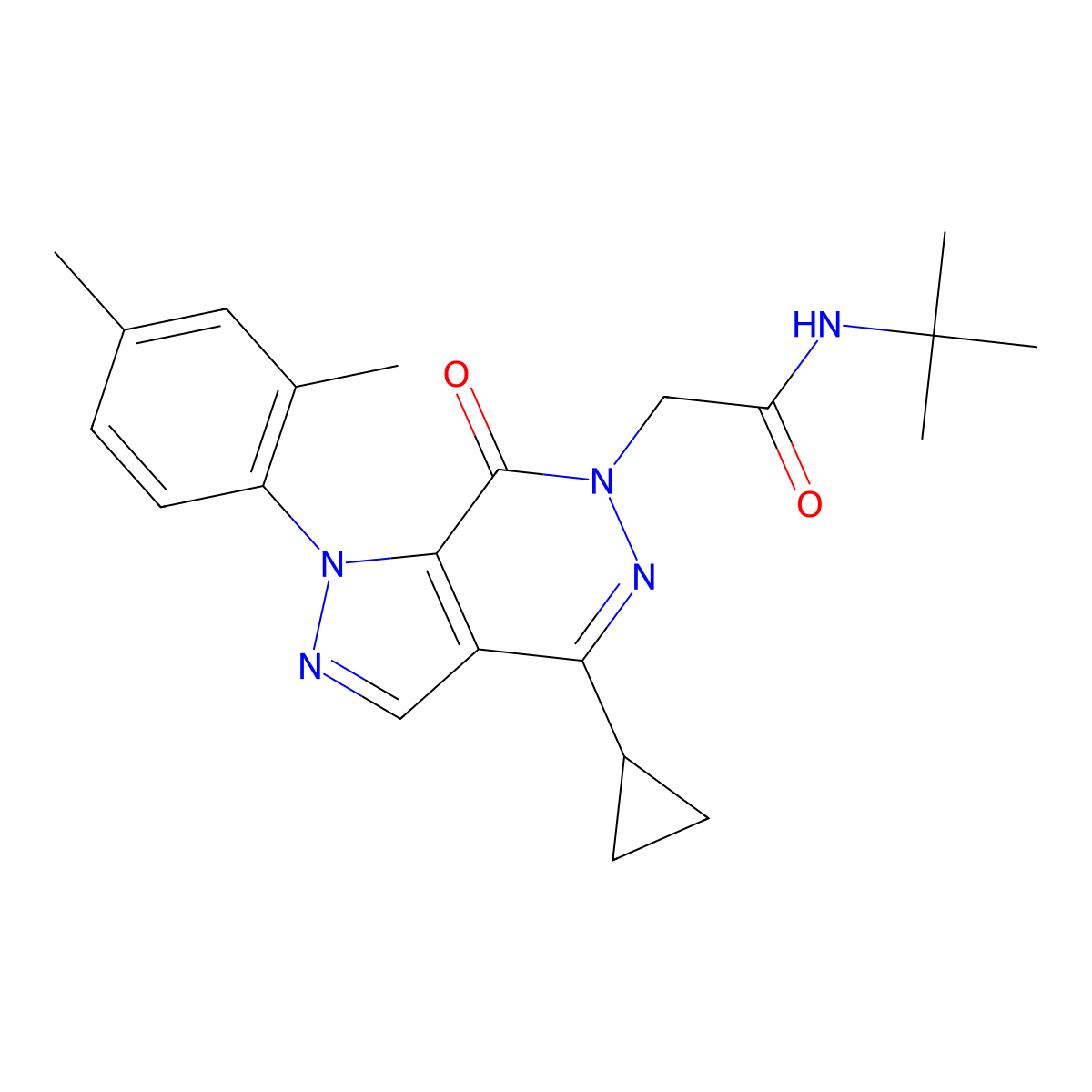 N-tert-butyl-2-[4-cyclopropyl-1-(2,4-dimethylphenyl)-7-oxo-1H,6H,7H-pyrazolo[3,4-d]pyridazin-6-yl]acetamide molecular structure, CAS 1105203-25-5