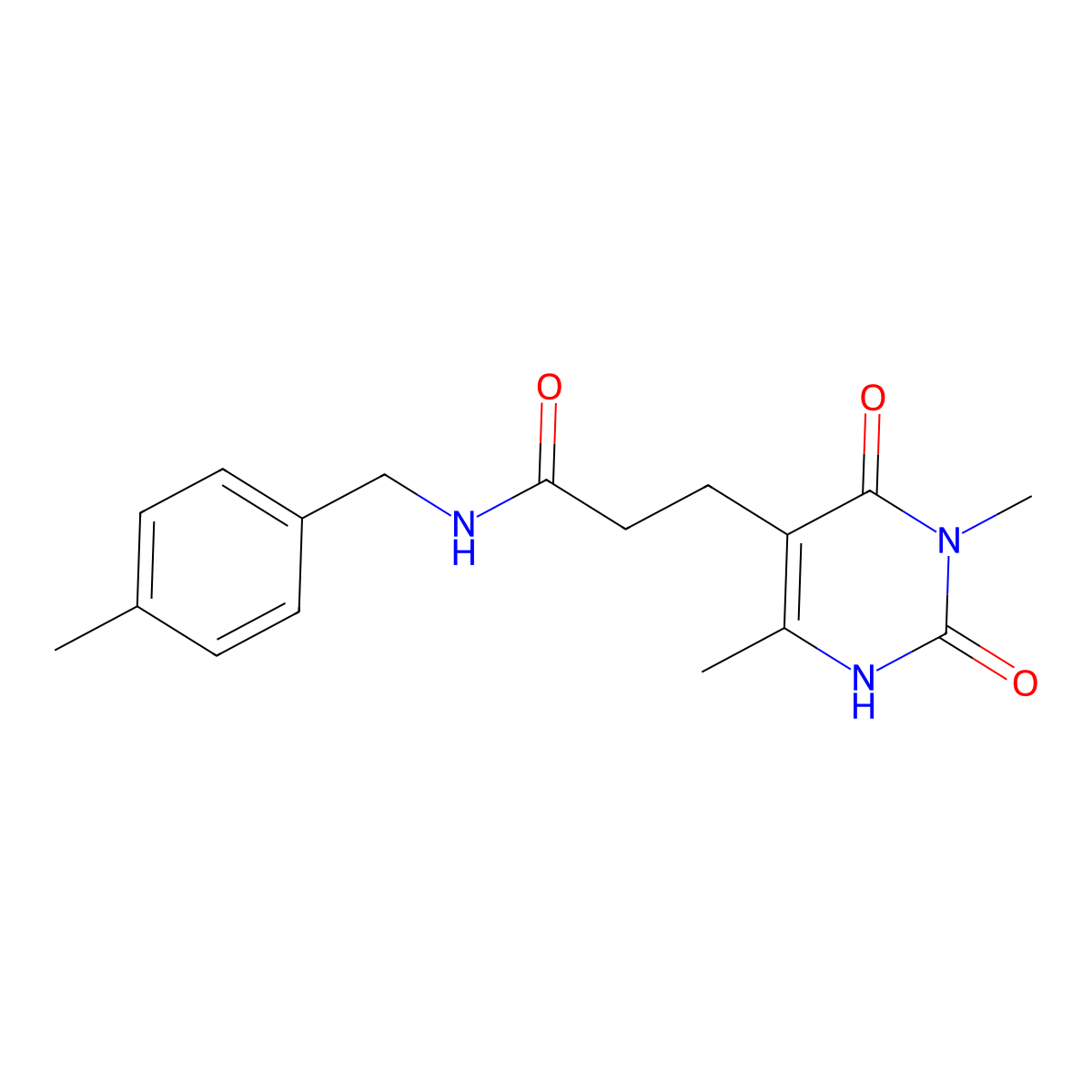 3-(3,6-dimethyl-2,4-dioxo-1,2,3,4-tetrahydropyrimidin-5-yl)-N-(4-methylbenzyl)propanamide molecular structure, CAS 1105203-26-6
