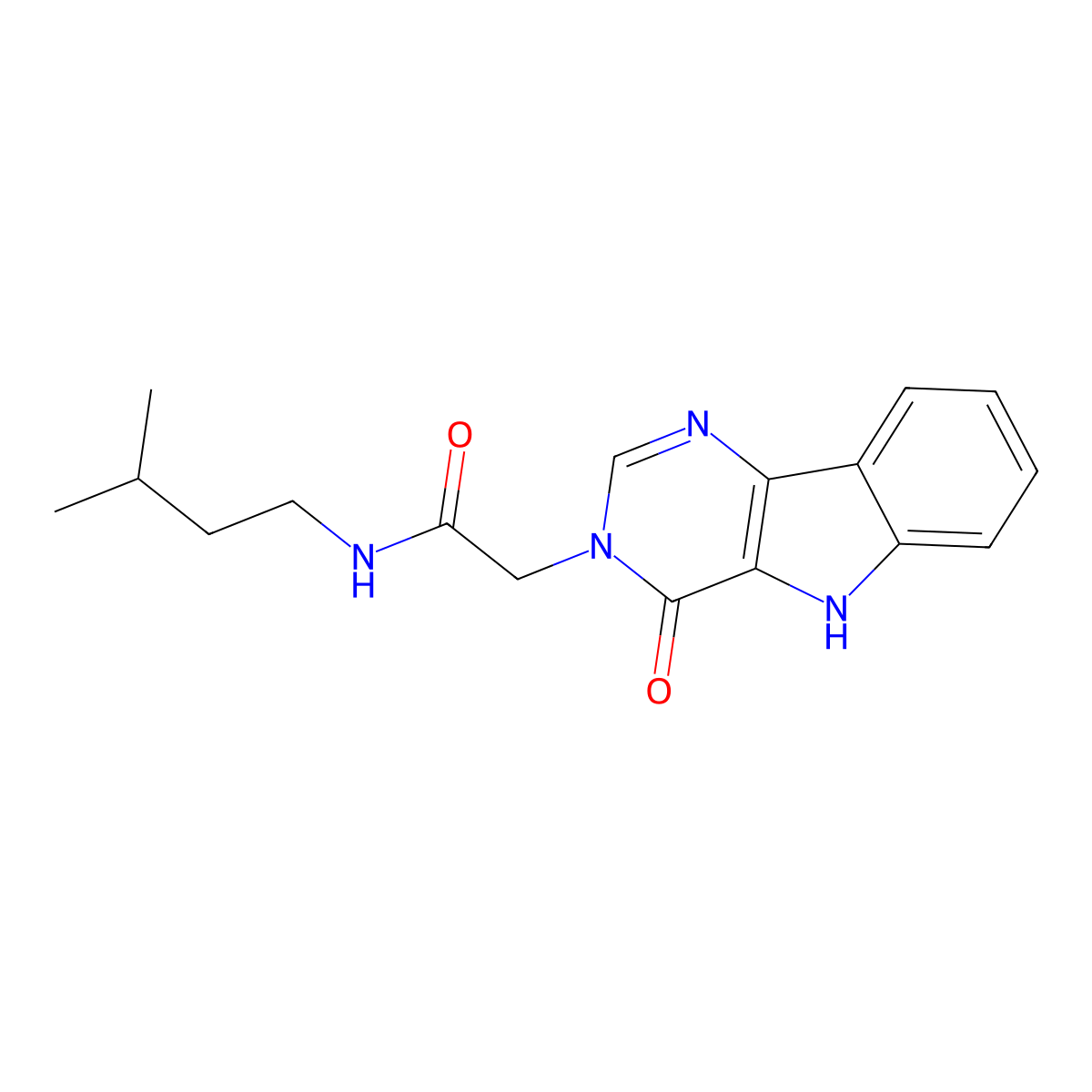 N-isopentyl-2-(4-oxo-4,5-dihydro-3H-pyrimido[5,4-b]indol-3-yl)acetamide molecular structure, CAS 1105203-28-8