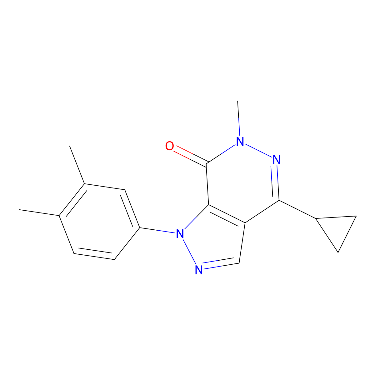4-cyclopropyl-1-(3,4-dimethylphenyl)-6-methyl-1H,6H,7H-pyrazolo[3,4-d]pyridazin-7-one molecular structure, CAS 1105203-32-4