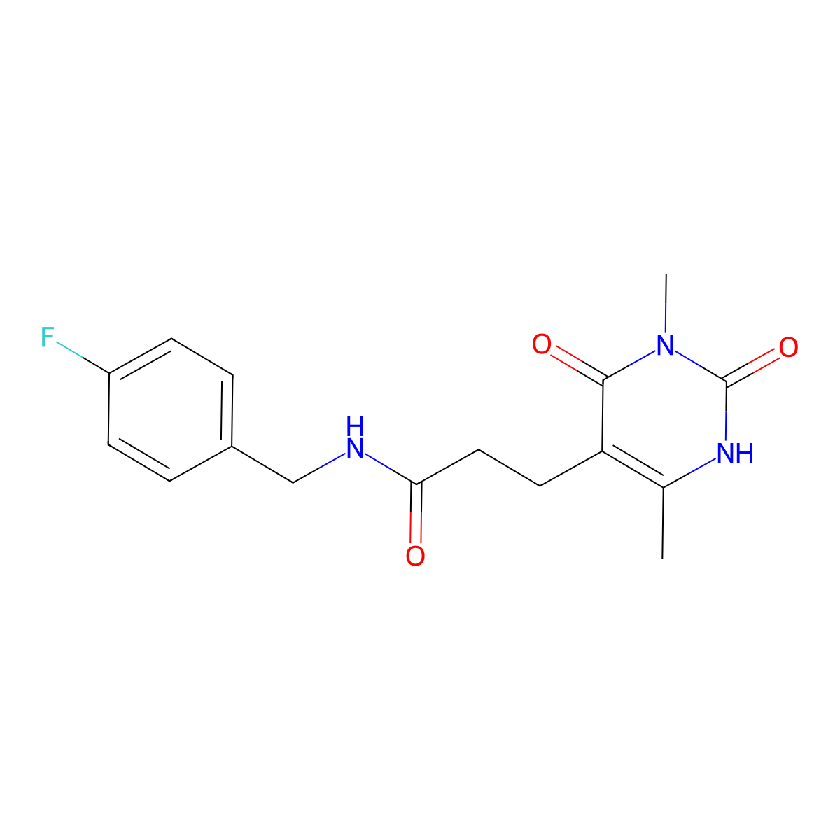 3-(3,6-dimethyl-2,4-dioxo-1,2,3,4-tetrahydropyrimidin-5-yl)-N-(4-fluorobenzyl)propanamide molecular structure, CAS 1105203-33-5