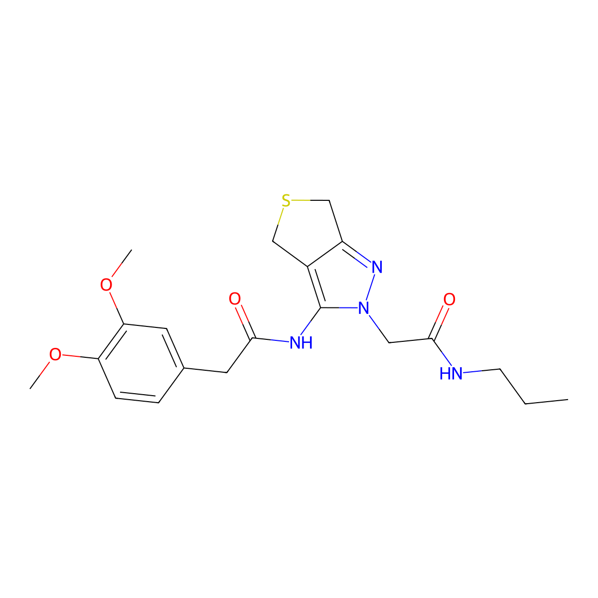 2-(3,4-dimethoxyphenyl)-N-(2-(2-oxo-2-(propylamino)ethyl)-4,6-dihydro-2H-thieno[3,4-c]pyrazol-3-yl)acetamide molecular structure, CAS 1105203-43-7