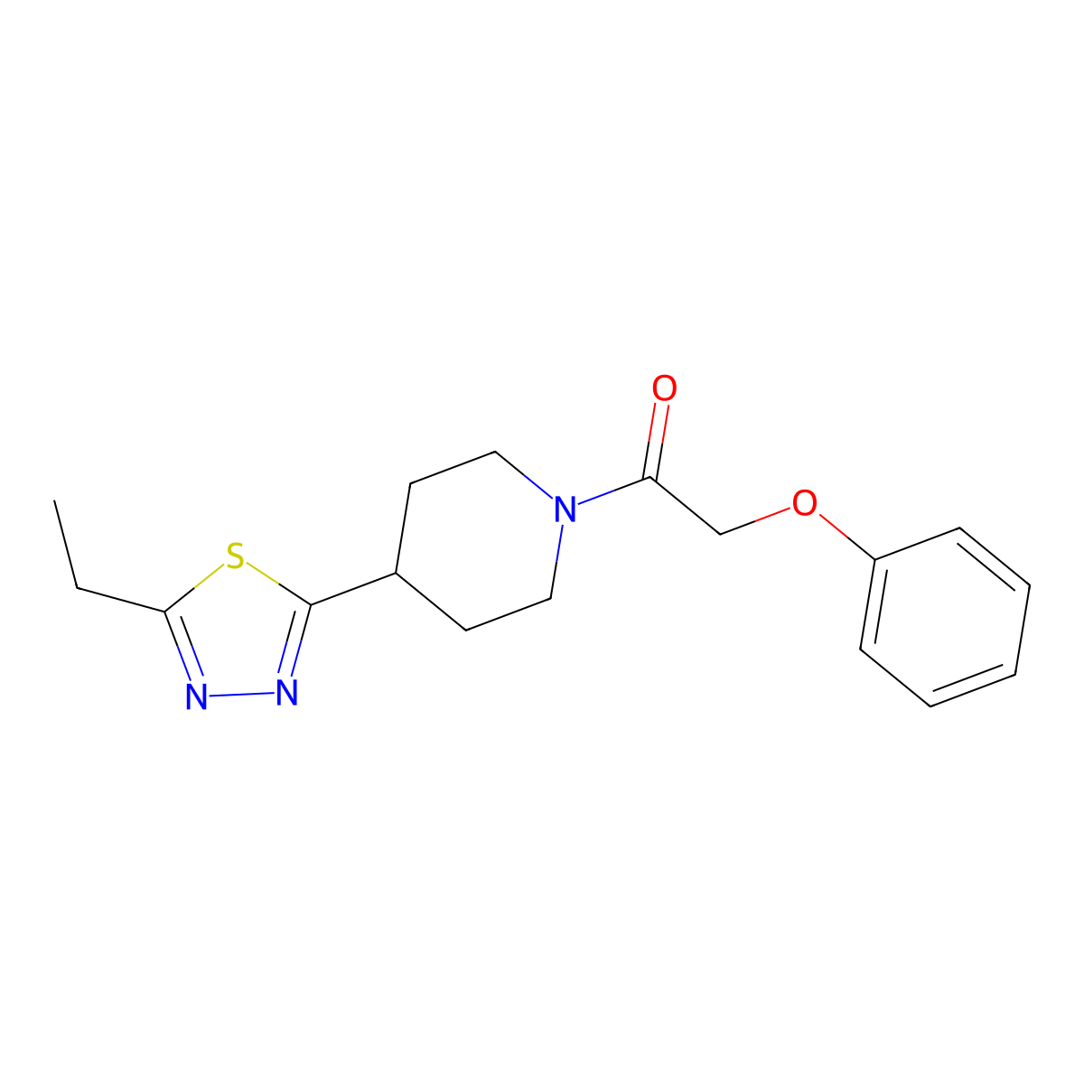 1-(4-(5-Ethyl-1,3,4-thiadiazol-2-yl)piperidin-1-yl)-2-phenoxyethanone molecular structure, CAS 1105203-48-2