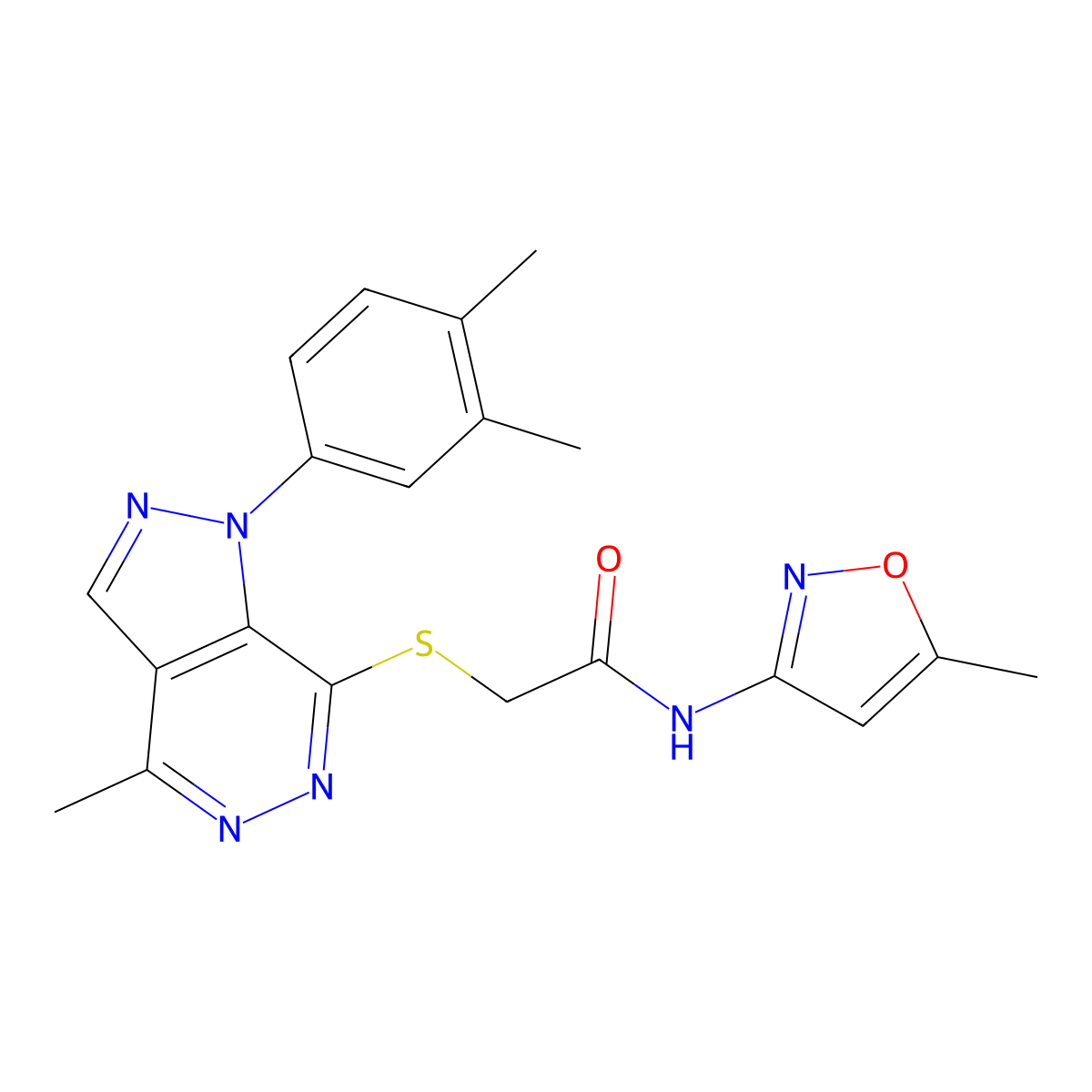 2-((1-(3,4-dimethylphenyl)-4-methyl-1H-pyrazolo[3,4-d]pyridazin-7-yl)thio)-N-(5-methylisoxazol-3-yl)acetamide molecular structure, CAS 1105203-52-8