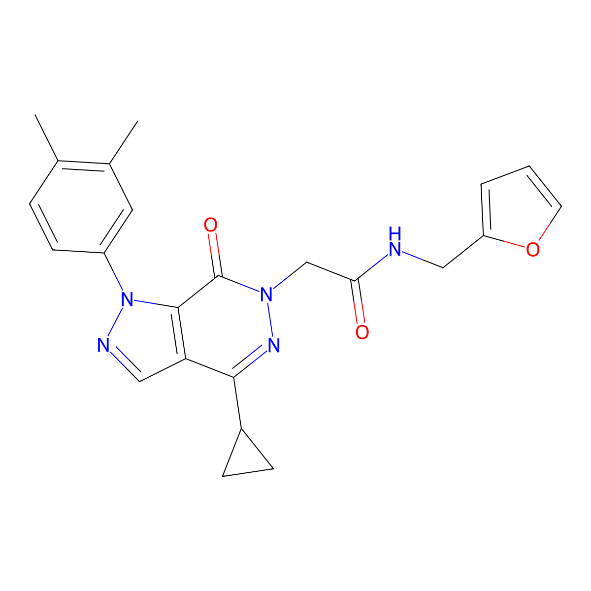 2-(4-cyclopropyl-1-(3,4-dimethylphenyl)-7-oxo-1H-pyrazolo[3,4-d]pyridazin-6(7H)-yl)-N-(furan-2-ylmethyl)acetamide molecular structure, CAS 1105203-53-9