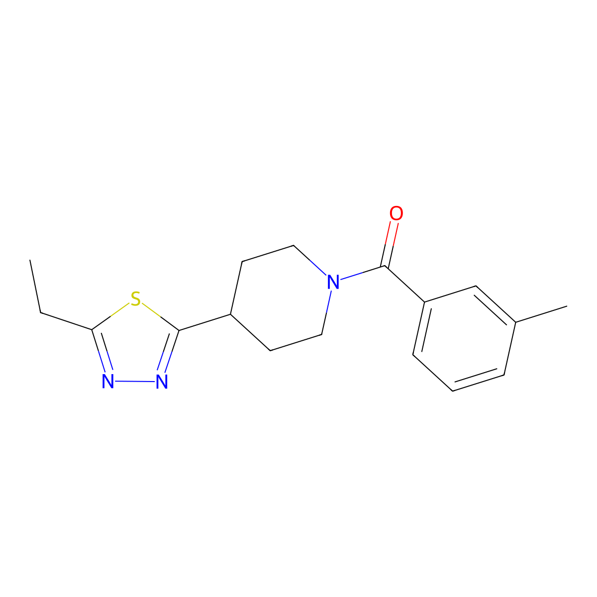 (4-(5-Ethyl-1,3,4-thiadiazol-2-yl)piperidin-1-yl)(m-tolyl)methanone molecular structure, CAS 1105203-62-0