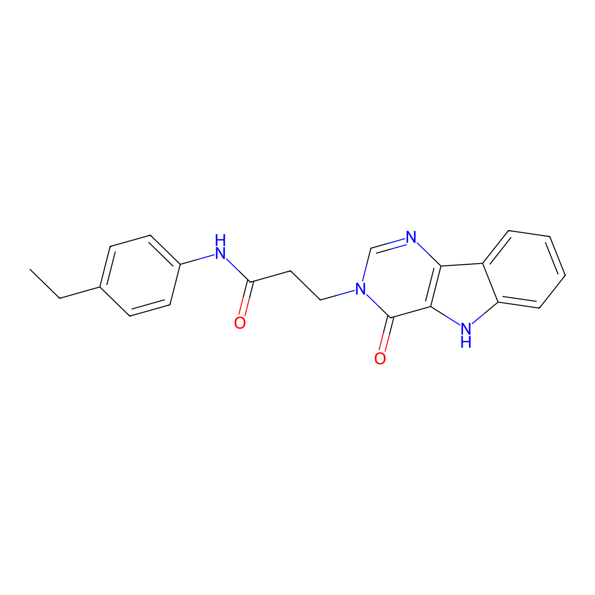 N-(4-ethylphenyl)-3-(4-oxo-4,5-dihydro-3H-pyrimido[5,4-b]indol-3-yl)propanamide molecular structure, CAS 1105203-69-7