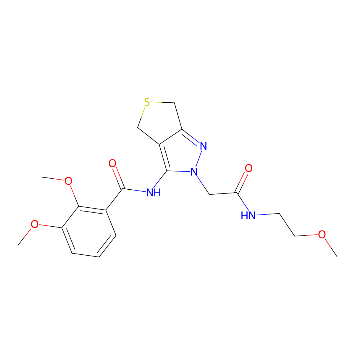2,3-dimethoxy-N-(2-(2-((2-methoxyethyl)amino)-2-oxoethyl)-4,6-dihydro-2H-thieno[3,4-c]pyrazol-3-yl)benzamide molecular structure, CAS 1105203-82-4