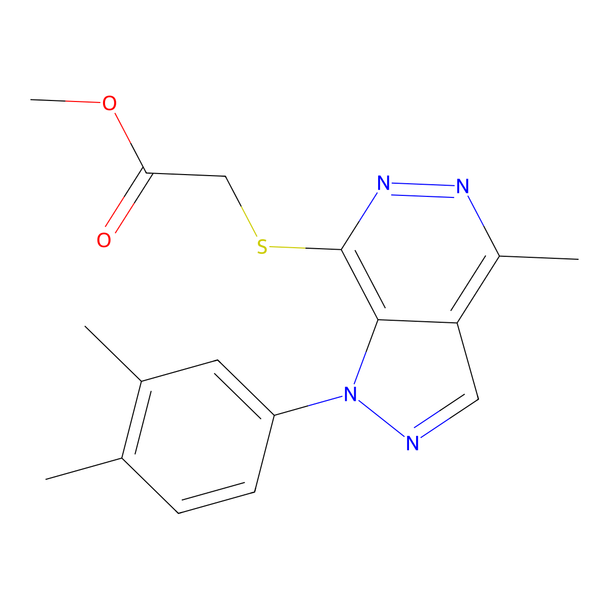 methyl 2-((1-(3,4-dimethylphenyl)-4-methyl-1H-pyrazolo[3,4-d]pyridazin-7-yl)thio)acetate molecular structure, CAS 1105203-84-6