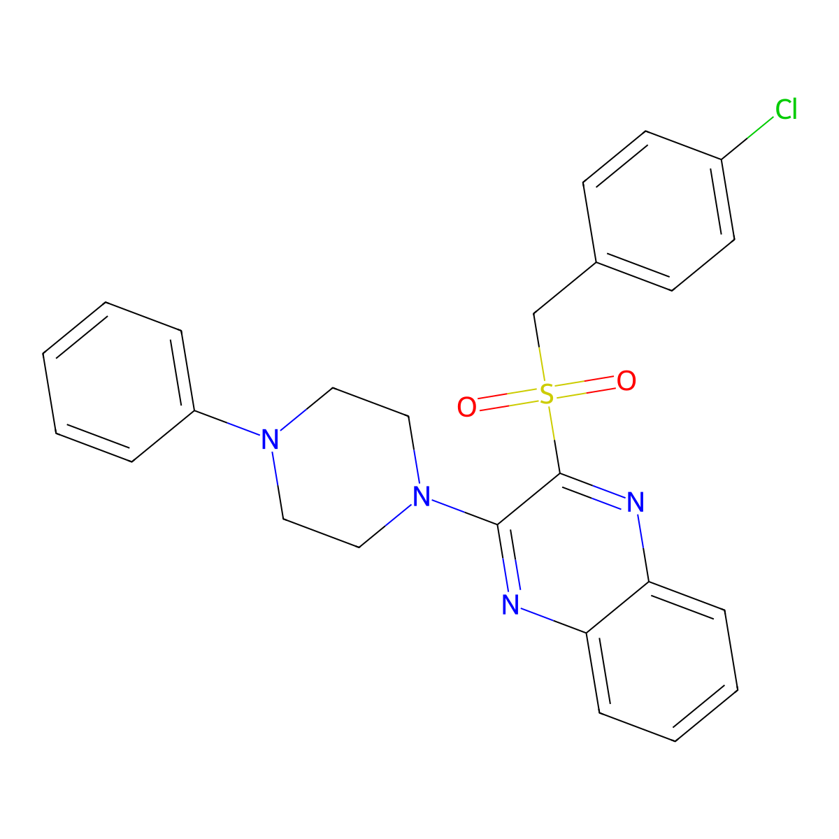 2-((4-Chlorobenzyl)sulfonyl)-3-(4-phenylpiperazin-1-yl)quinoxaline molecular structure, CAS 1105203-87-9