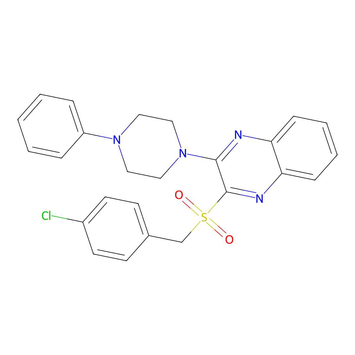 2-((4-Chlorobenzyl)sulfonyl)-3-(4-phenylpiperazin-1-yl)quinoxaline molecular structure, CAS 1105203-87-9