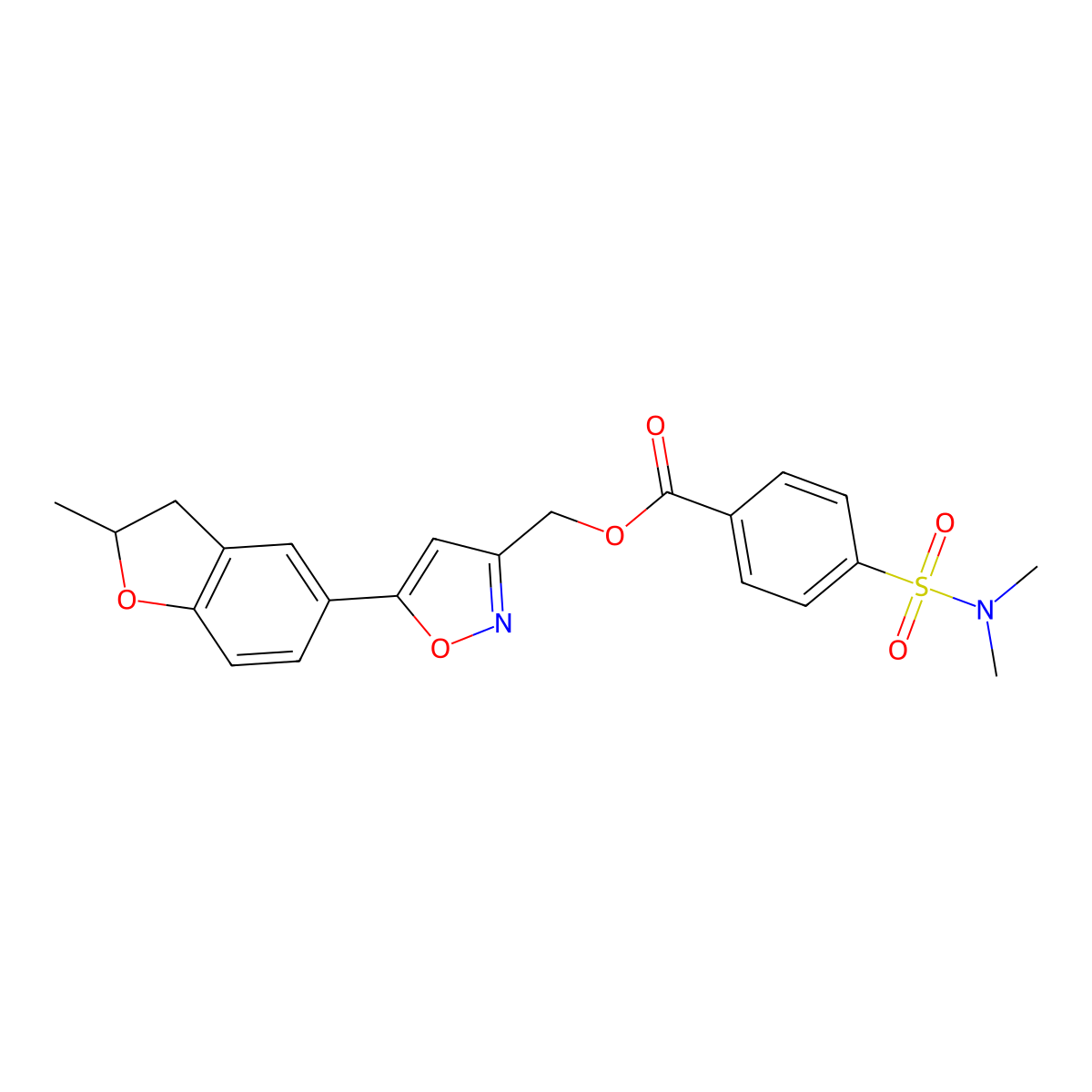 (5-(2-methyl-2,3-dihydrobenzofuran-5-yl)isoxazol-3-yl)methyl 4-(N,N-dimethylsulfamoyl)benzoate molecular structure, CAS 1105203-89-1