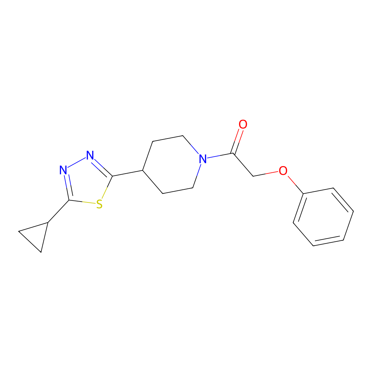 1-(4-(5-Cyclopropyl-1,3,4-thiadiazol-2-yl)piperidin-1-yl)-2-phenoxyethanone molecular structure, CAS 1105203-92-6