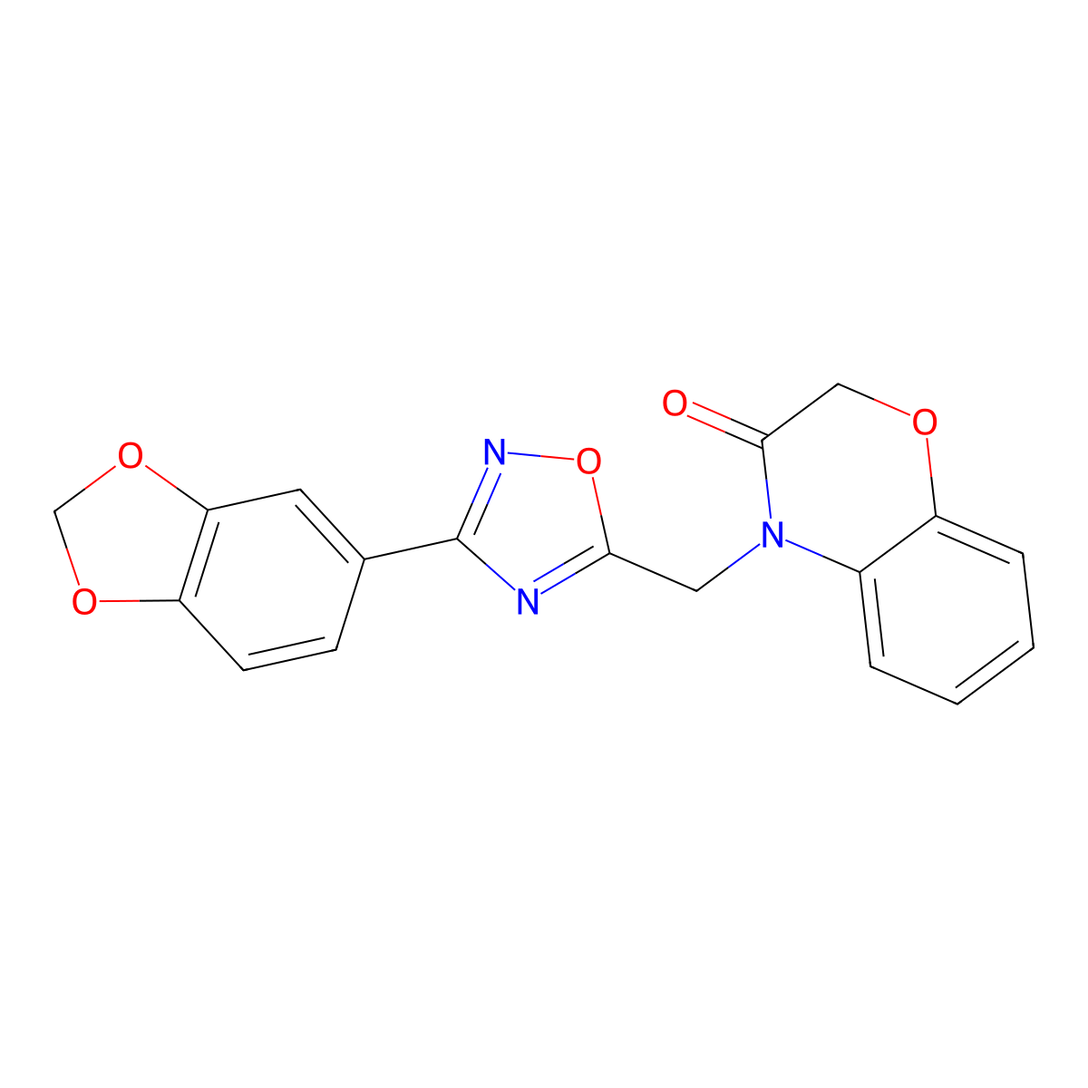 4-((3-(benzo[d][1,3]dioxol-5-yl)-1,2,4-oxadiazol-5-yl)methyl)-2H-benzo[b][1,4]oxazin-3(4H)-one molecular structure, CAS 1105203-93-7