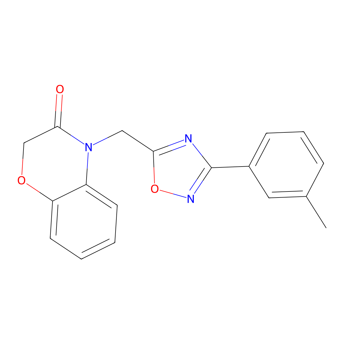 4-((3-(m-tolyl)-1,2,4-oxadiazol-5-yl)methyl)-2H-benzo[b][1,4]oxazin-3(4H)-one molecular structure, CAS 1105203-99-3