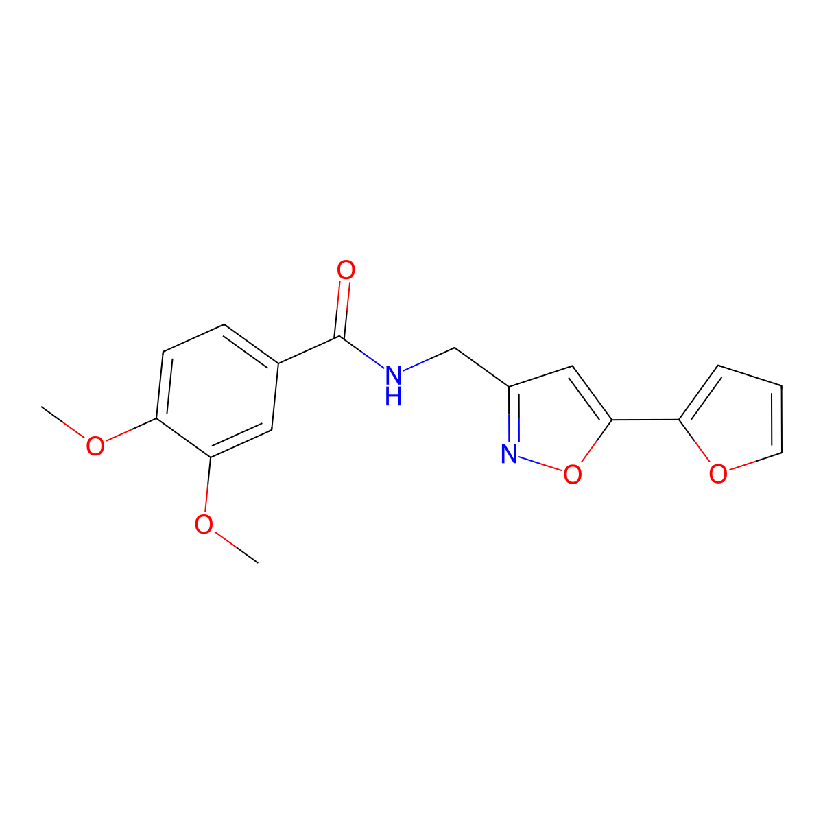 N-((5-(furan-2-yl)isoxazol-3-yl)methyl)-3,4-dimethoxybenzamide molecular structure, CAS 1105204-03-2