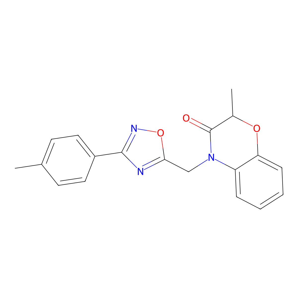 2-methyl-4-((3-(p-tolyl)-1,2,4-oxadiazol-5-yl)methyl)-2H-benzo[b][1,4]oxazin-3(4H)-one molecular structure, CAS 1105204-05-4