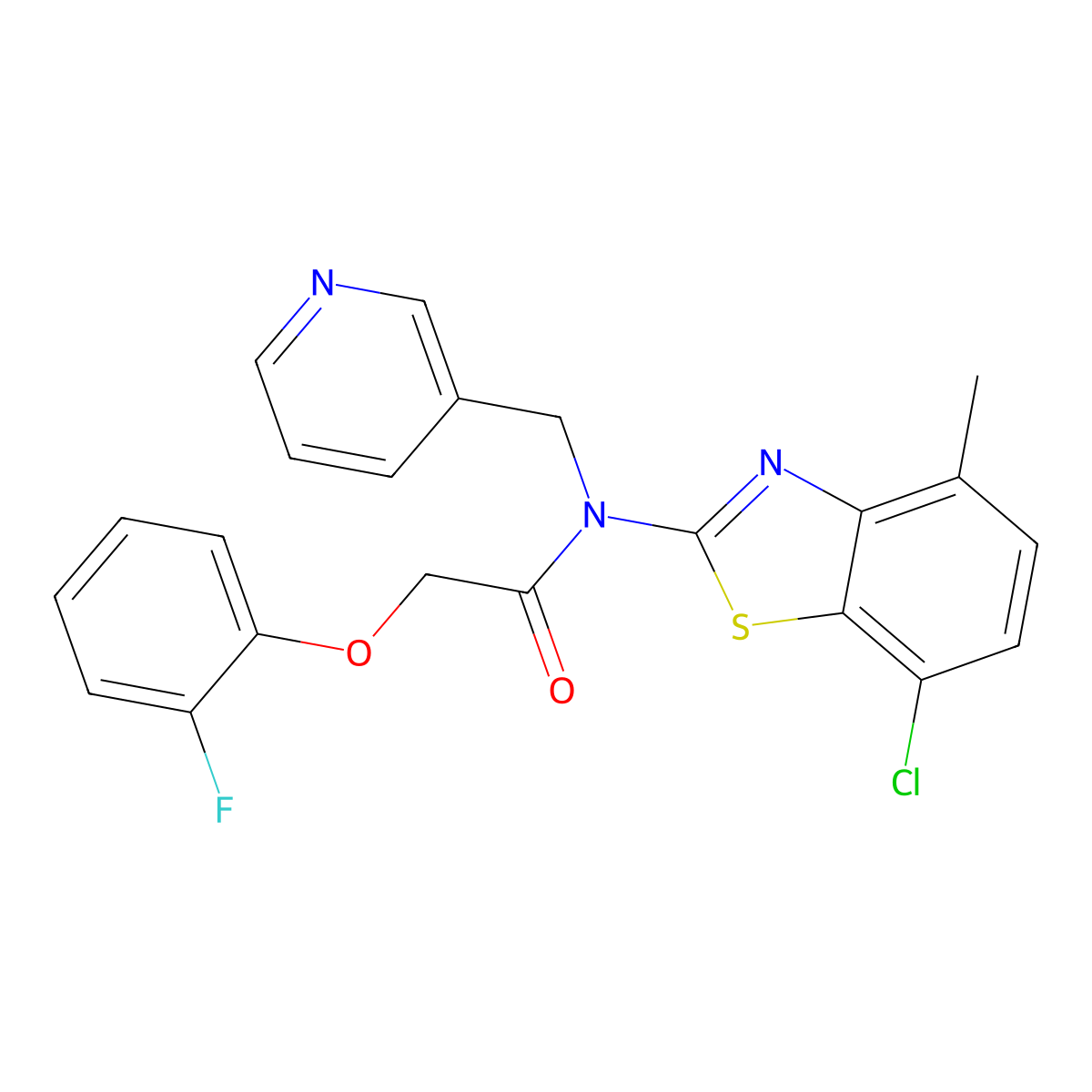 N-(7-chloro-4-methylbenzo[d]thiazol-2-yl)-2-(2-fluorophenoxy)-N-(pyridin-3-ylmethyl)acetamide molecular structure, CAS 1105204-07-6