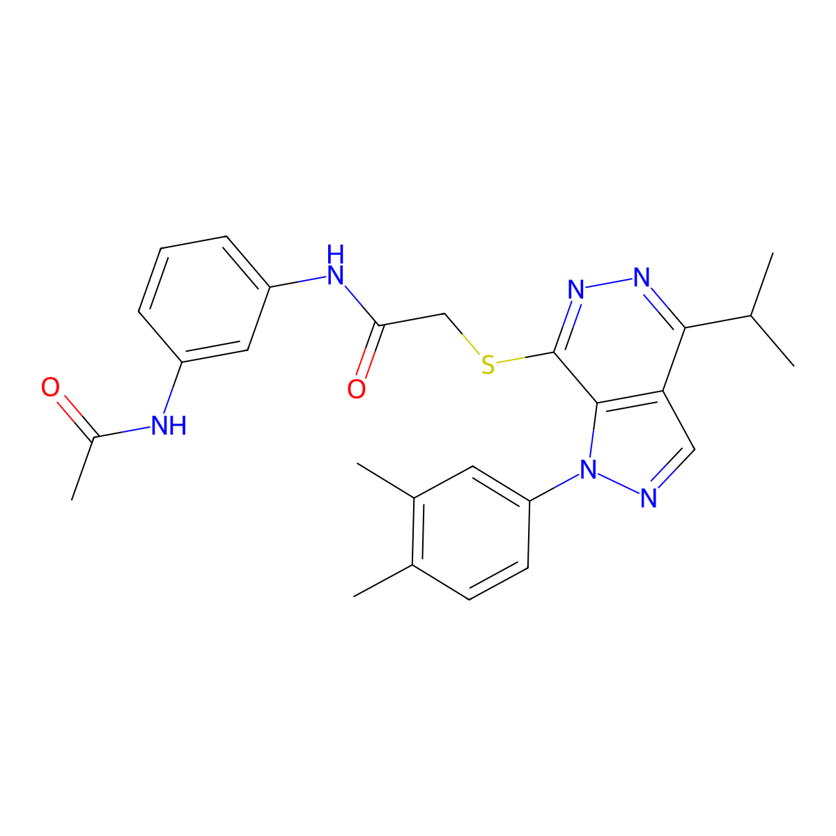 N-(3-acetamidophenyl)-2-((1-(3,4-dimethylphenyl)-4-isopropyl-1H-pyrazolo[3,4-d]pyridazin-7-yl)thio)acetamide molecular structure, CAS 1105204-14-5