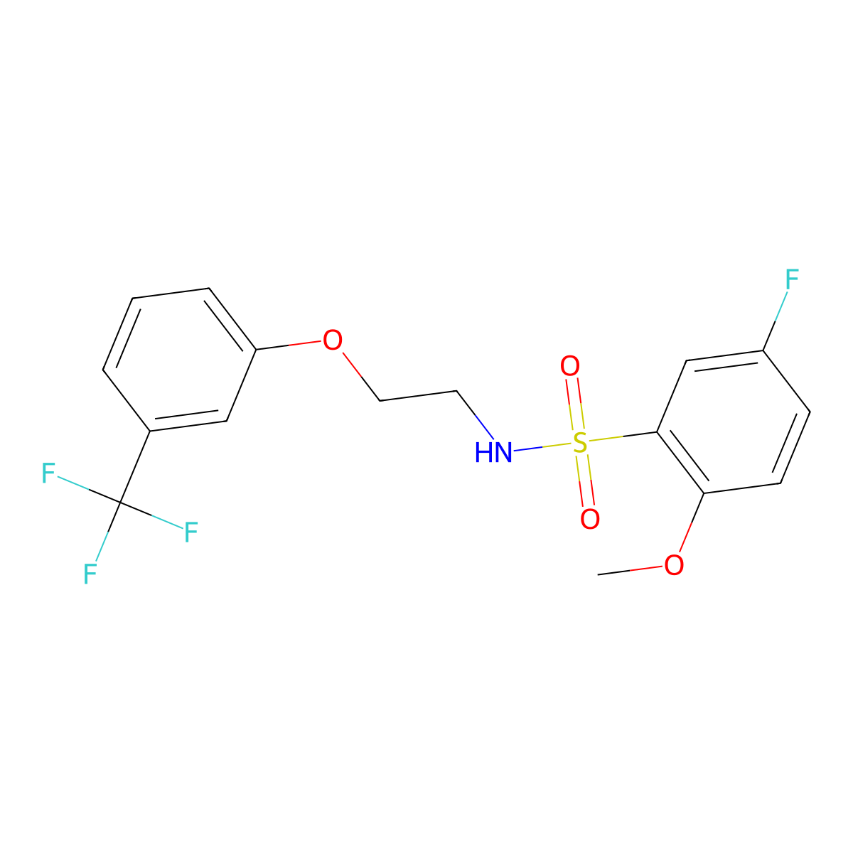 5-fluoro-2-methoxy-N-(2-(3-(trifluoromethyl)phenoxy)ethyl)benzenesulfonamide molecular structure, CAS 1105204-15-6