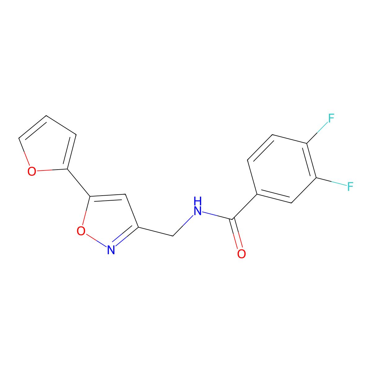 3,4-difluoro-N-((5-(furan-2-yl)isoxazol-3-yl)methyl)benzamide molecular structure, CAS 1105204-21-4