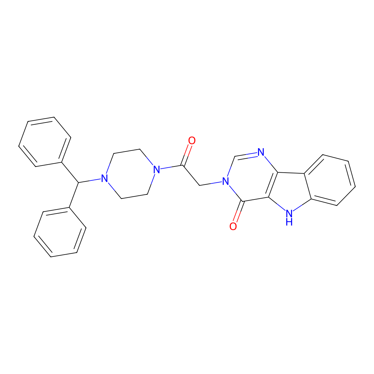 3-(2-(4-benzhydrylpiperazin-1-yl)-2-oxoethyl)-3H-pyrimido[5,4-b]indol-4(5H)-one molecular structure, CAS 1105204-22-5
