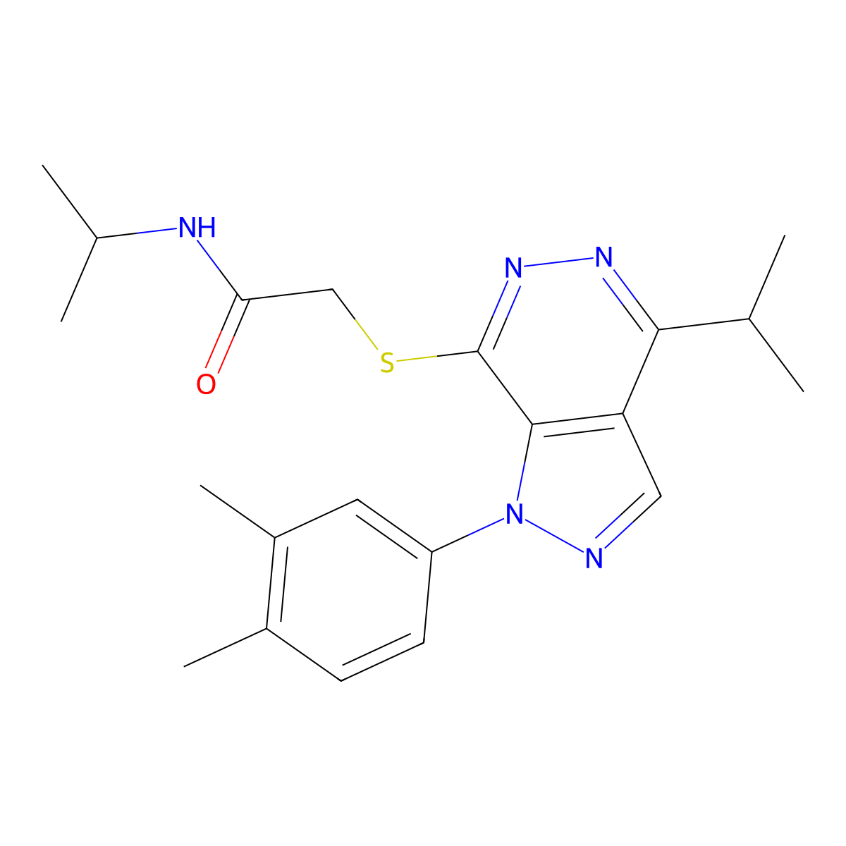 2-((1-(3,4-dimethylphenyl)-4-isopropyl-1H-pyrazolo[3,4-d]pyridazin-7-yl)thio)-N-isopropylacetamide molecular structure, CAS 1105204-23-6