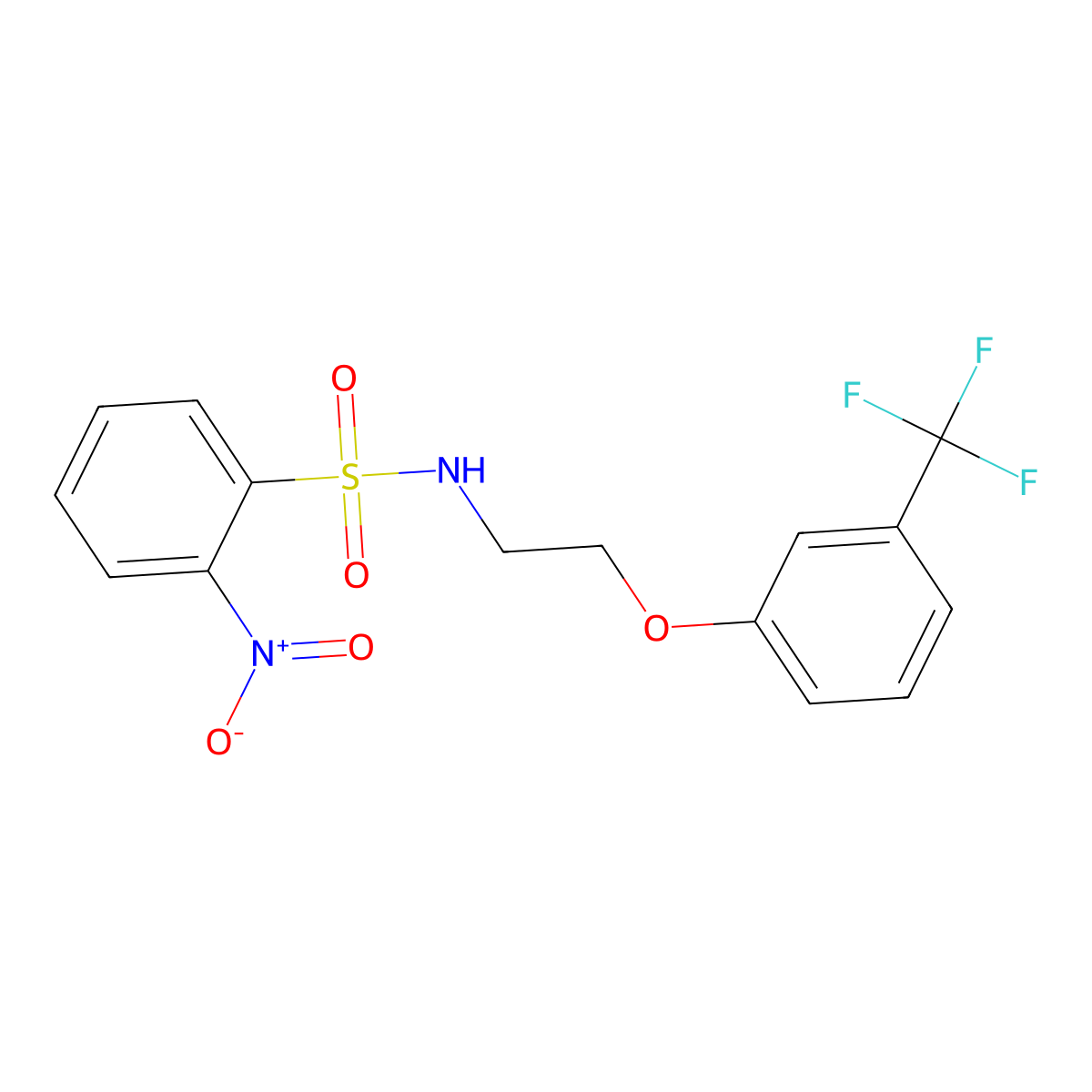 2-nitro-N-(2-(3-(trifluoromethyl)phenoxy)ethyl)benzenesulfonamide molecular structure, CAS 1105204-26-9