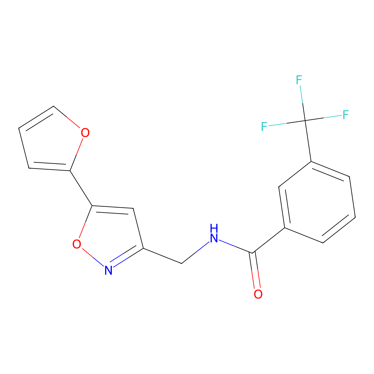 N-((5-(furan-2-yl)isoxazol-3-yl)methyl)-3-(trifluoromethyl)benzamide molecular structure, CAS 1105204-27-0