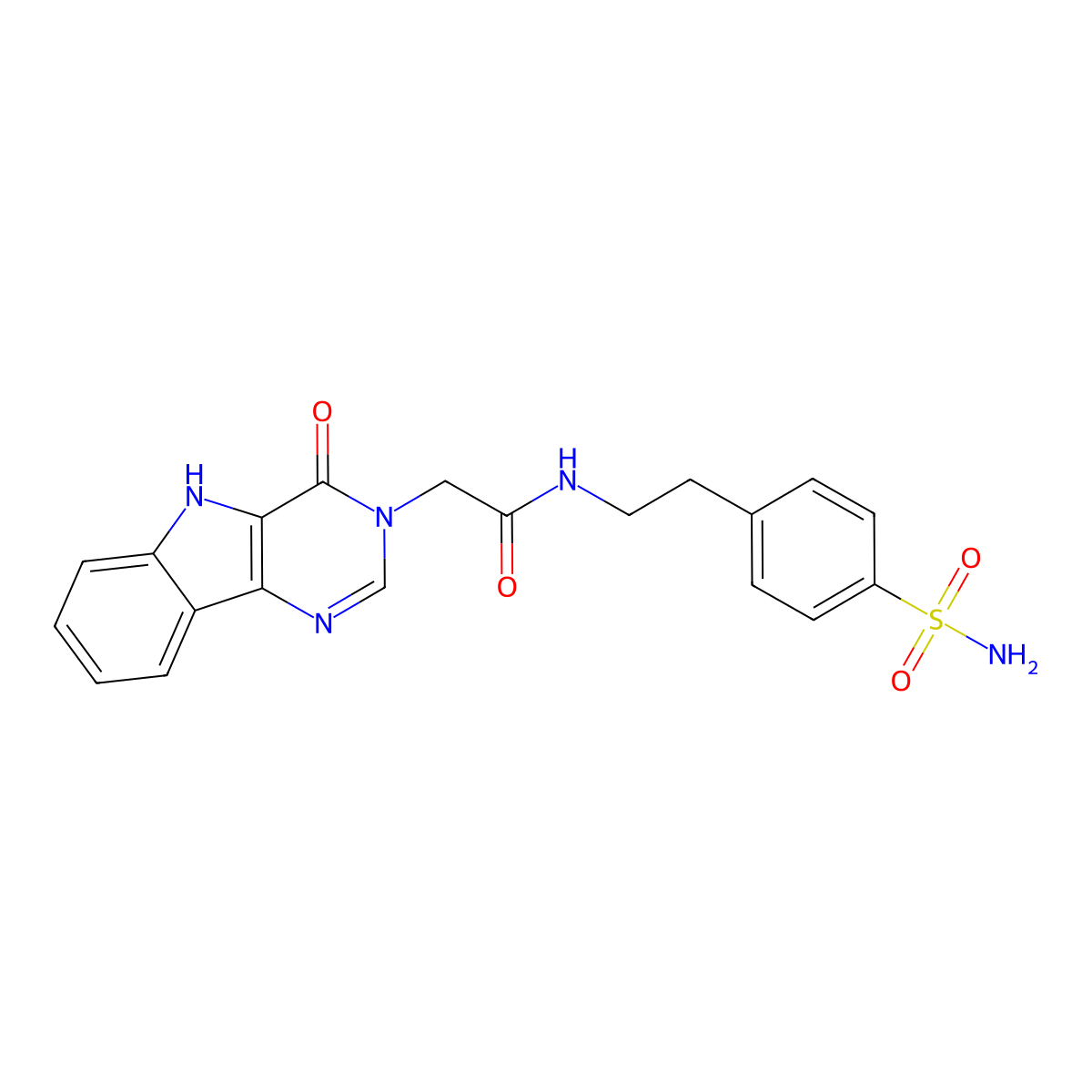 2-(4-oxo-4,5-dihydro-3H-pyrimido[5,4-b]indol-3-yl)-N-(4-sulfamoylphenethyl)acetamide molecular structure, CAS 1105204-28-1