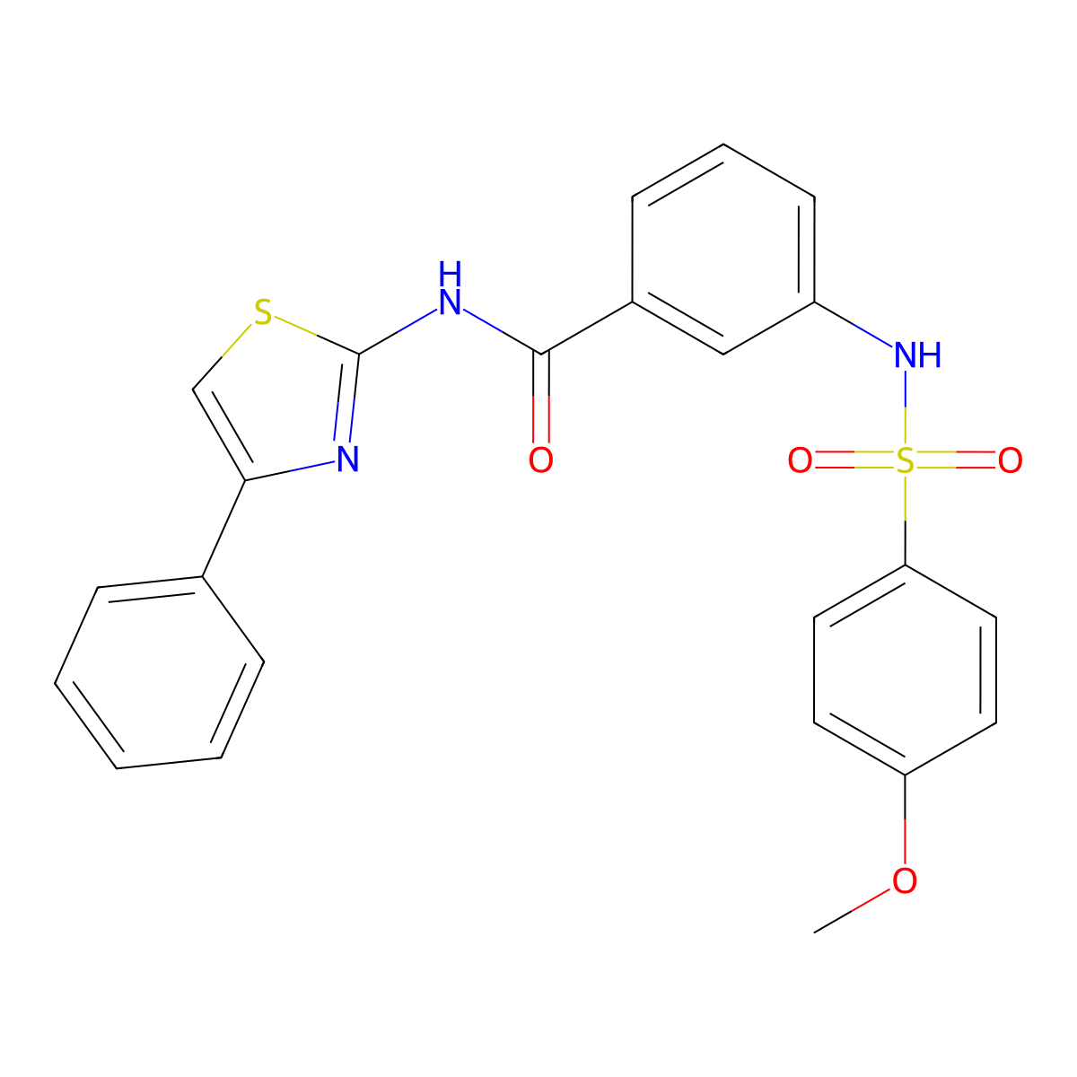 3-(4-methoxyphenylsulfonamido)-N-(4-phenylthiazol-2-yl)benzamide molecular structure, CAS 1105204-31-6
