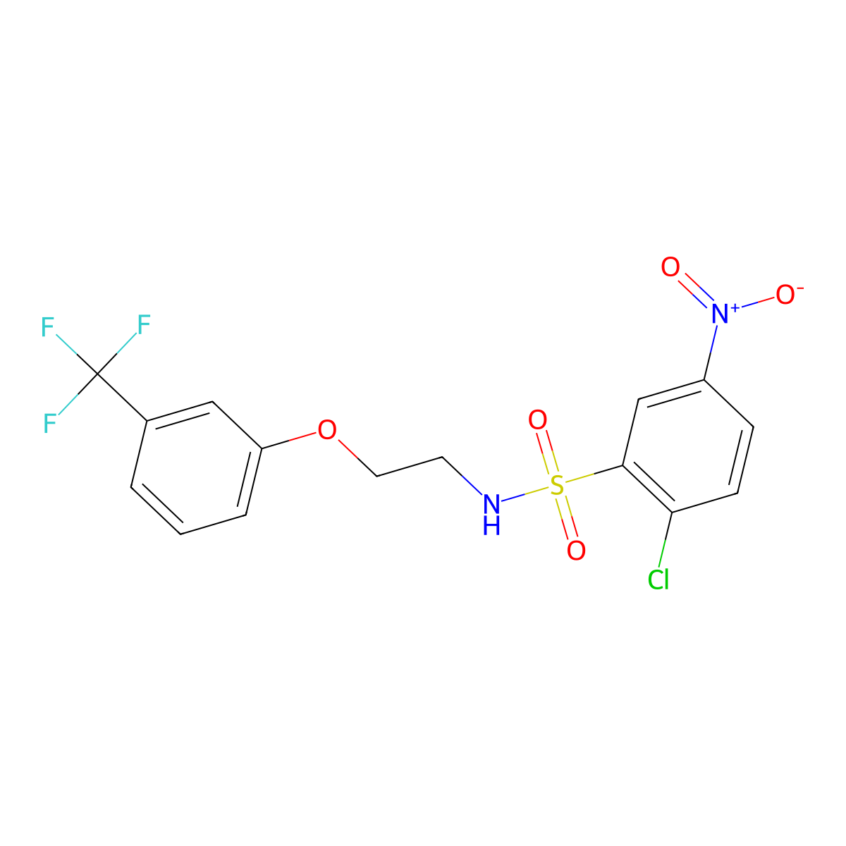 2-chloro-5-nitro-N-(2-(3-(trifluoromethyl)phenoxy)ethyl)benzenesulfonamide molecular structure, CAS 1105204-32-7