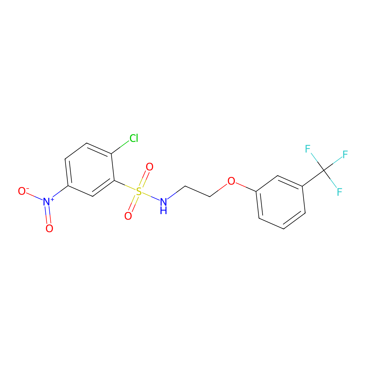 2-chloro-5-nitro-N-(2-(3-(trifluoromethyl)phenoxy)ethyl)benzenesulfonamide molecular structure, CAS 1105204-32-7