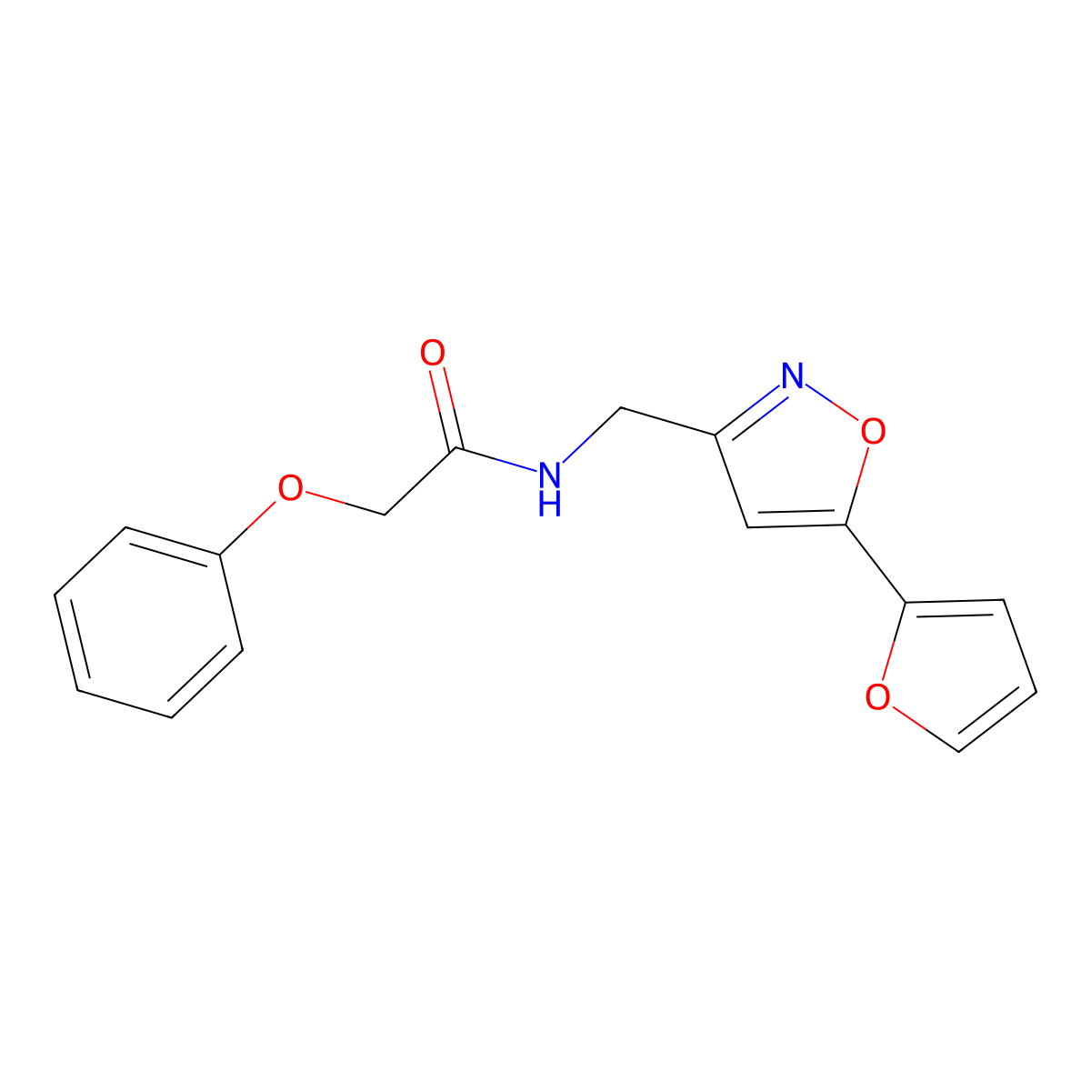 N-((5-(furan-2-yl)isoxazol-3-yl)methyl)-2-phenoxyacetamide molecular structure, CAS 1105204-45-2