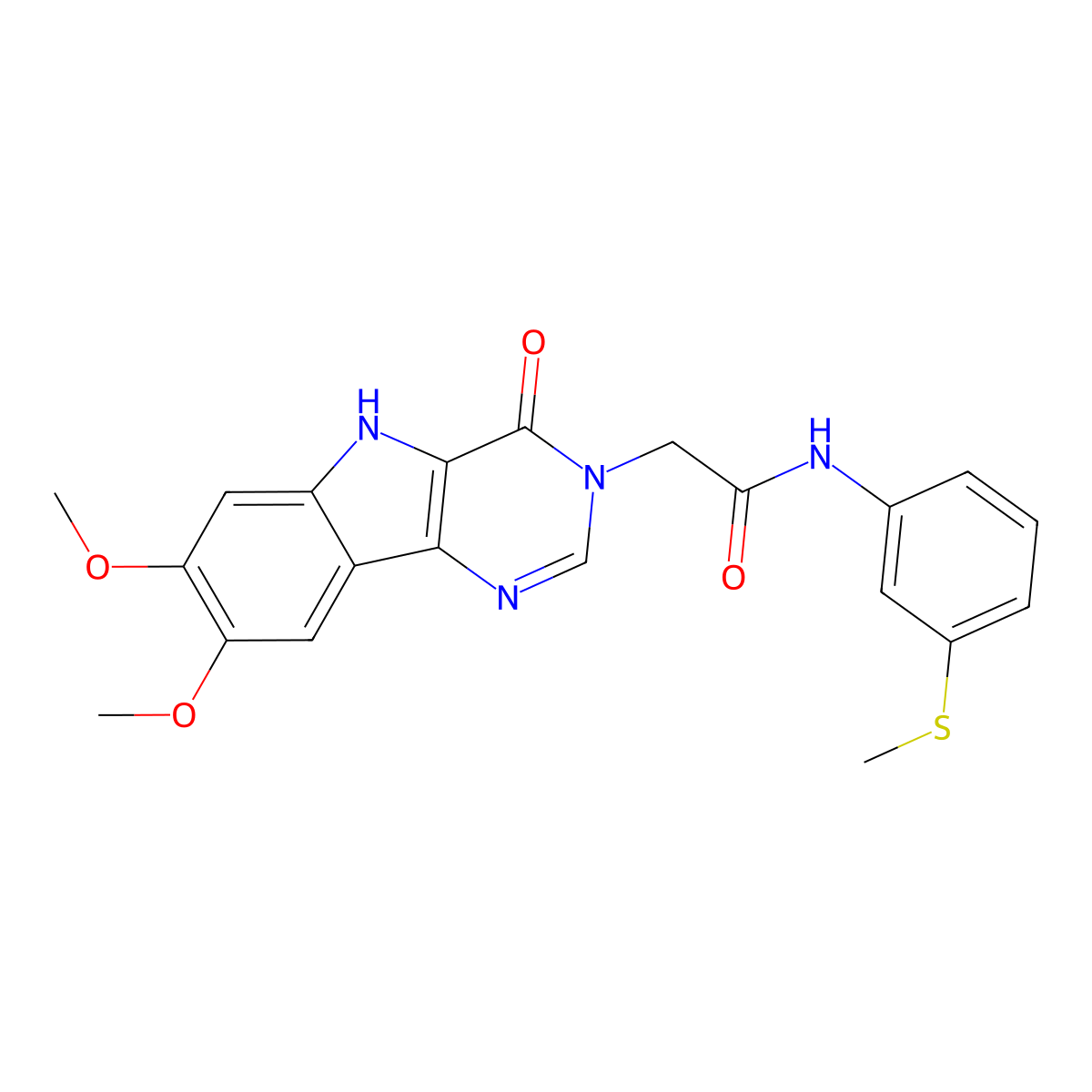 2-(7,8-dimethoxy-4-oxo-4,5-dihydro-3H-pyrimido[5,4-b]indol-3-yl)-N-(3-(methylthio)phenyl)acetamide molecular structure, CAS 1105204-46-3