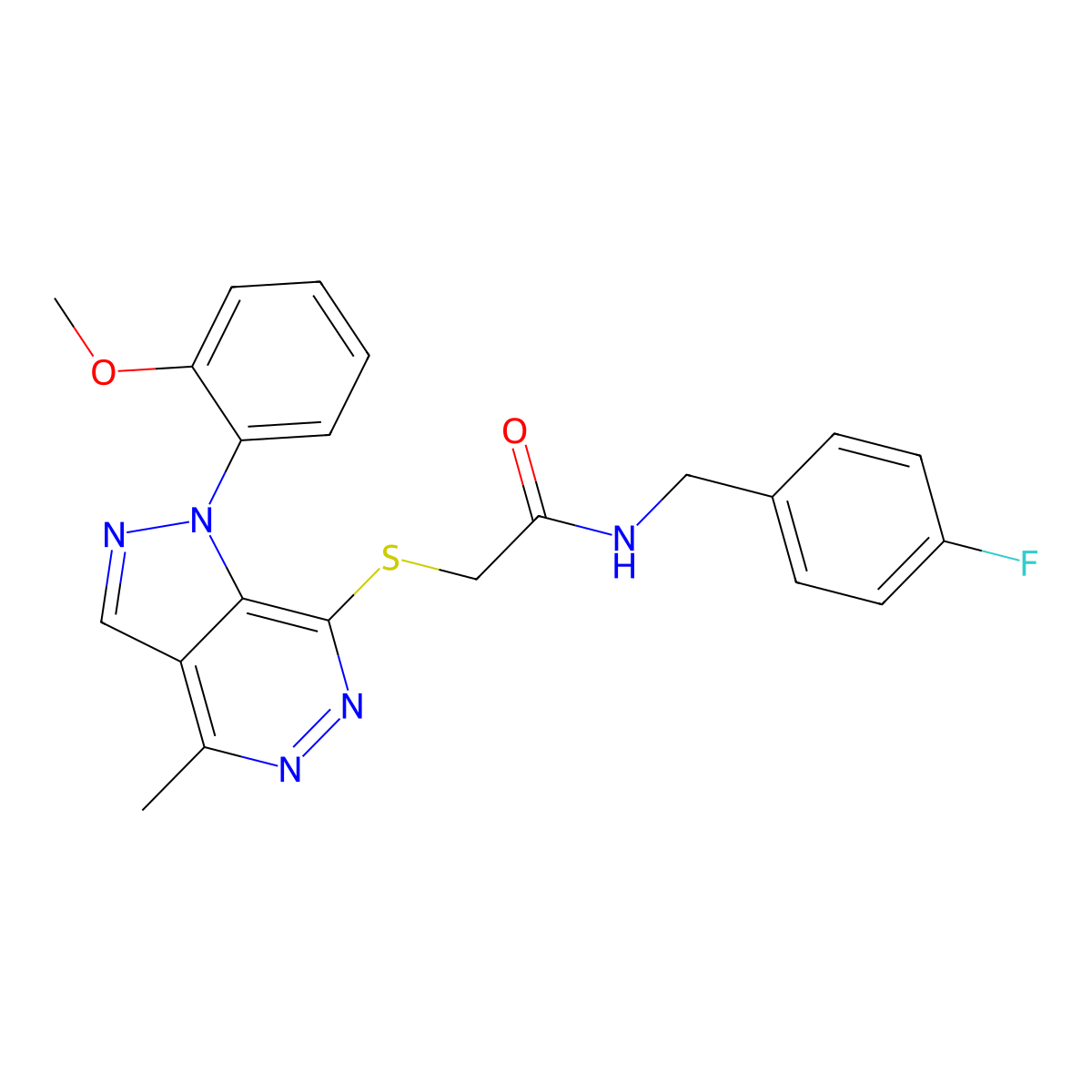 N-(4-fluorobenzyl)-2-((1-(2-methoxyphenyl)-4-methyl-1H-pyrazolo[3,4-d]pyridazin-7-yl)thio)acetamide molecular structure, CAS 1105204-47-4