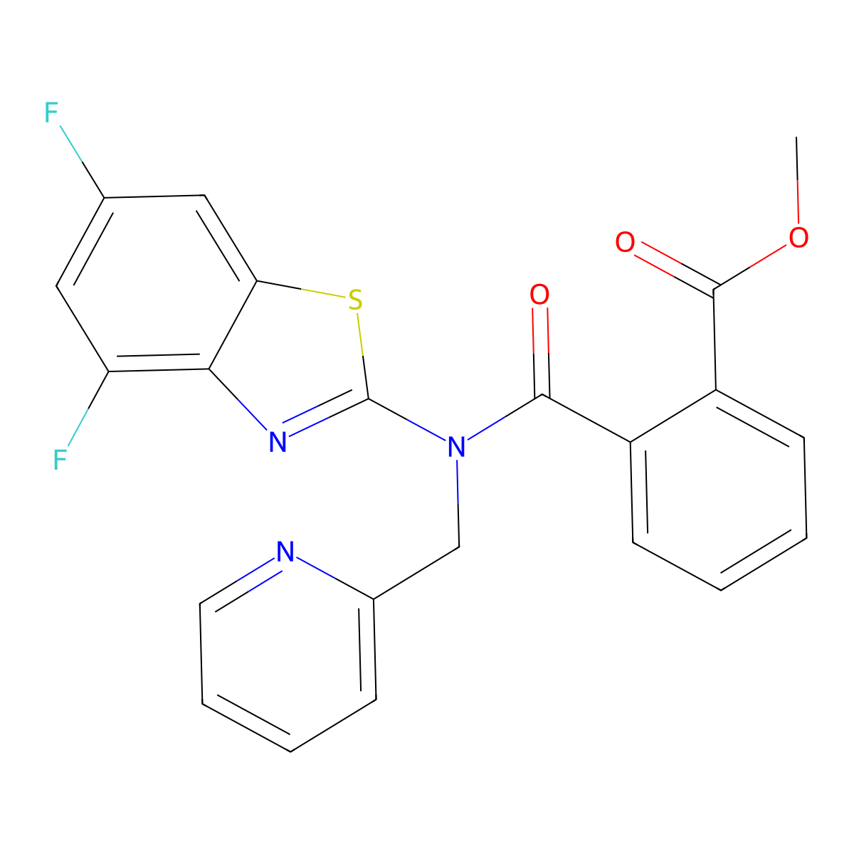 Methyl 2-((4,6-difluorobenzo[d]thiazol-2-yl)(pyridin-2-ylmethyl)carbamoyl)benzoate molecular structure, CAS 1105204-49-6