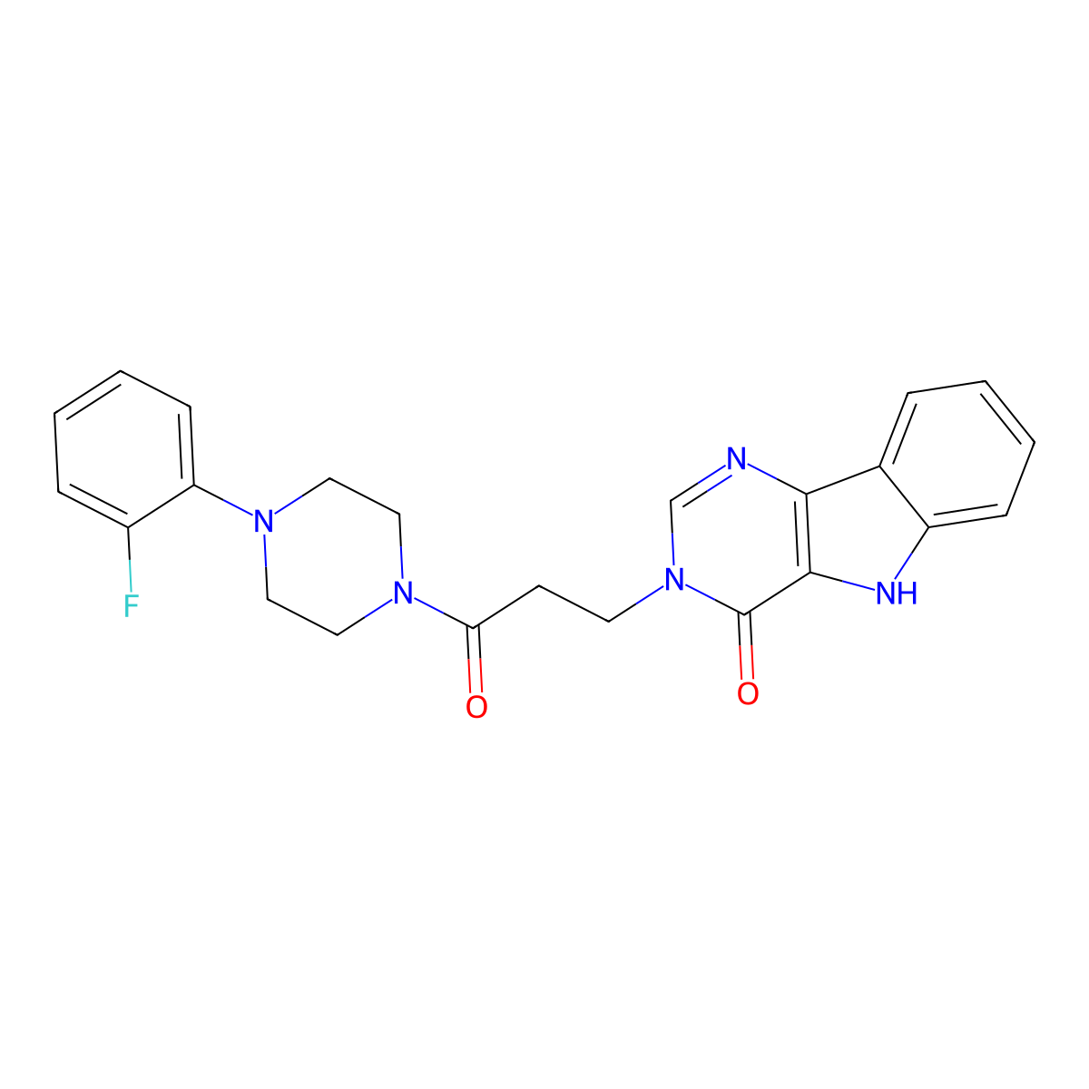 3-(3-(4-(2-fluorophenyl)piperazin-1-yl)-3-oxopropyl)-3H-pyrimido[5,4-b]indol-4(5H)-one molecular structure, CAS 1105204-64-5
