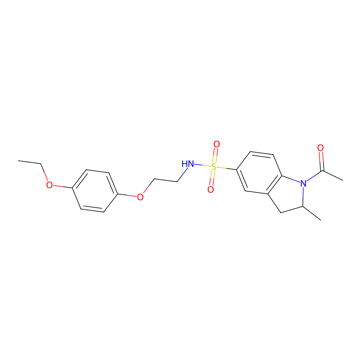 1-acetyl-N-(2-(4-ethoxyphenoxy)ethyl)-2-methylindoline-5-sulfonamide molecular structure, CAS 1105204-68-9