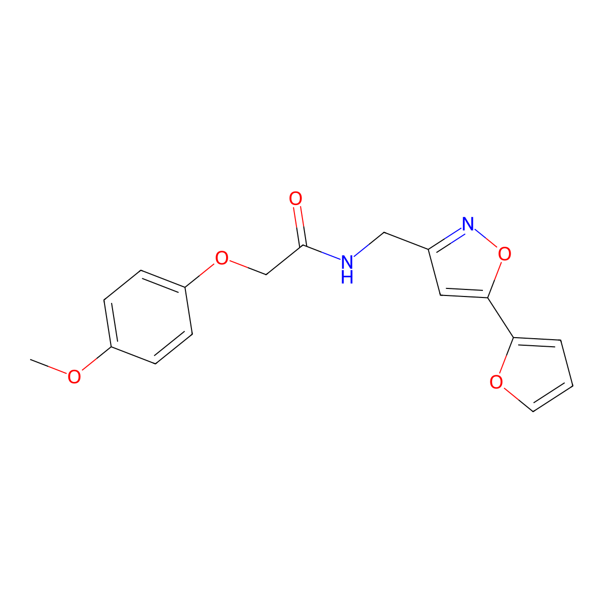 N-((5-(furan-2-yl)isoxazol-3-yl)methyl)-2-(4-methoxyphenoxy)acetamide molecular structure, CAS 1105204-69-0