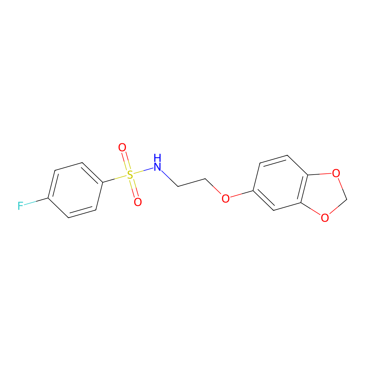 N-(2-(benzo[d][1,3]dioxol-5-yloxy)ethyl)-4-fluorobenzenesulfonamide molecular structure, CAS 1105204-74-7