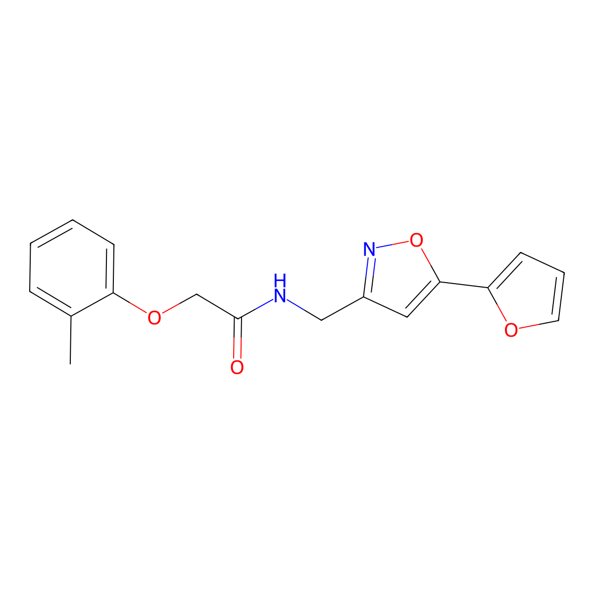 N-((5-(furan-2-yl)isoxazol-3-yl)methyl)-2-(o-tolyloxy)acetamide molecular structure, CAS 1105204-75-8