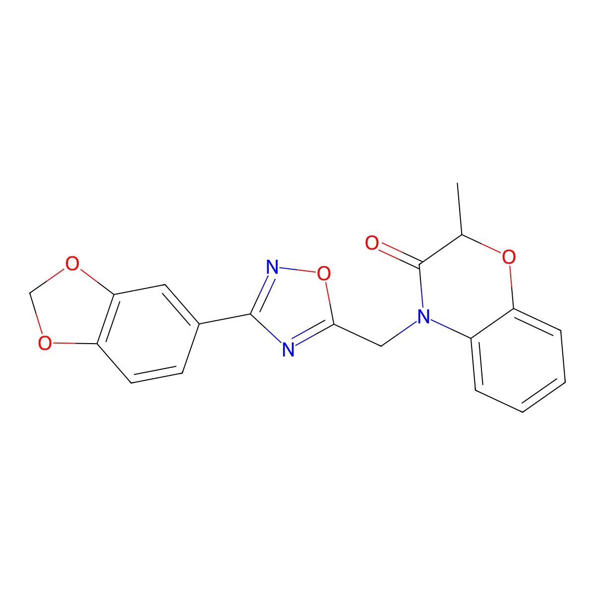4-((3-(benzo[d][1,3]dioxol-5-yl)-1,2,4-oxadiazol-5-yl)methyl)-2-methyl-2H-benzo[b][1,4]oxazin-3(4H)-one molecular structure, CAS 1105204-76-9
