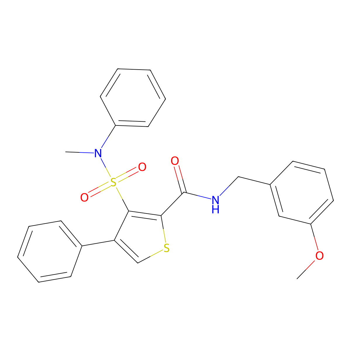 N-[(3-methoxyphenyl)methyl]-3-[methyl(phenyl)sulfamoyl]-4-phenylthiophene-2-carboxamide molecular structure, CAS 1105204-82-7